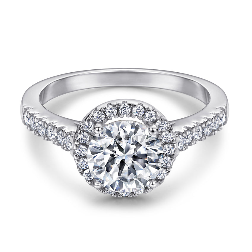 925 Sterling Silver Round Cut 7mm Cz Halo Ladies Ring