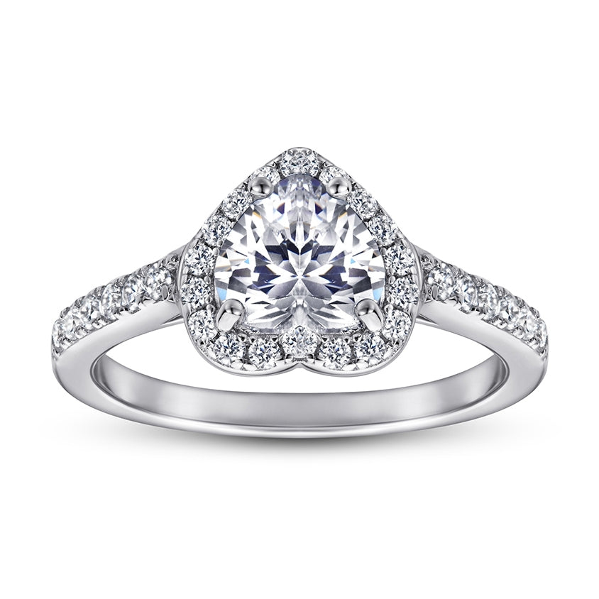 925 Sterling Silver Cz Heart Halo Ladies Ring
