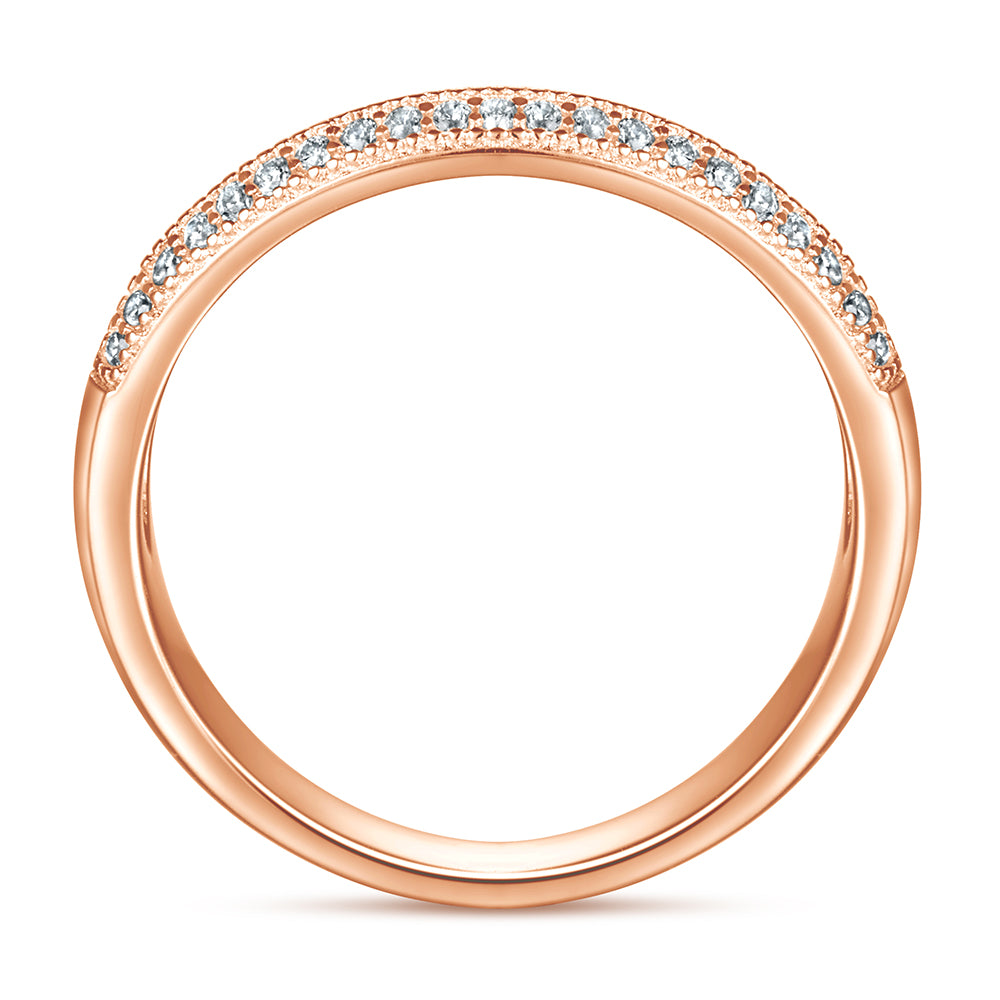 925 Sterling Silver Rose Gold Pave Set Cz Ladies Half Eternity Ring