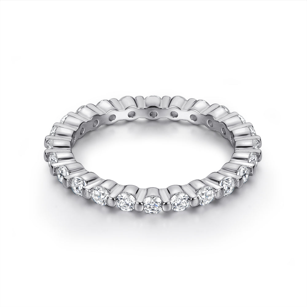 925 Sterling Silver 3mm Round Cut Cz Ladies Full Eternity Ring