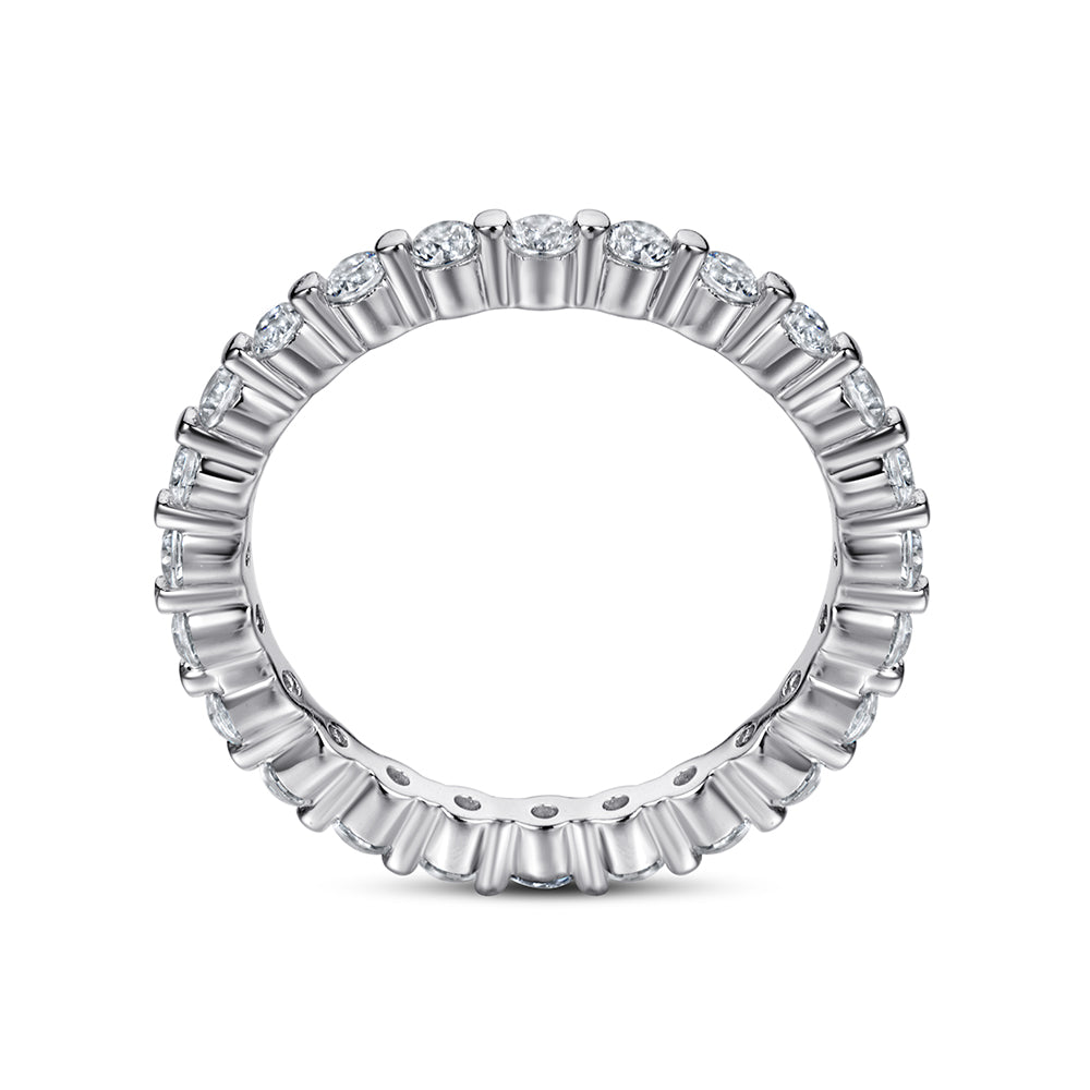 925 Sterling Silver 3mm Round Cut Cz Ladies Full Eternity Ring