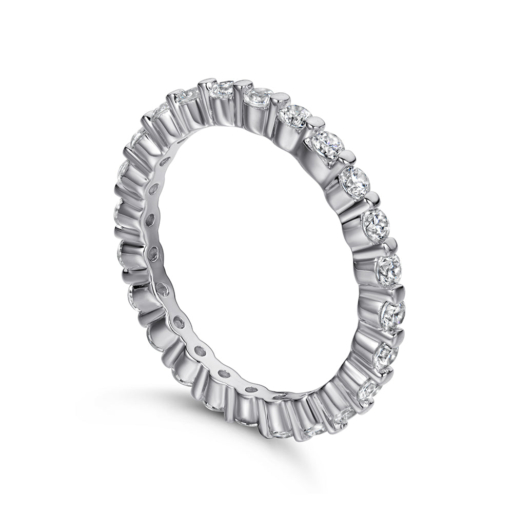 925 Sterling Silver 3mm Round Cut Cz Ladies Full Eternity Ring