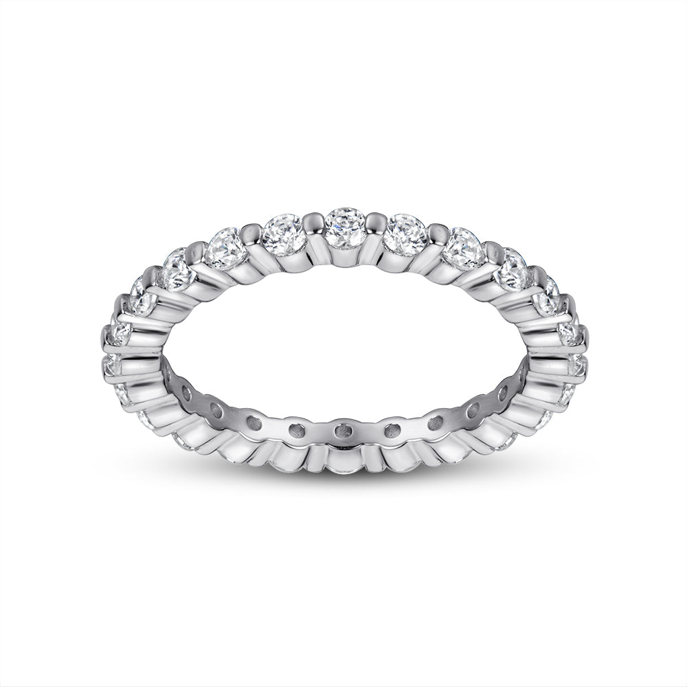 925 Sterling Silver 3mm Round Cut Cz Ladies Full Eternity Ring