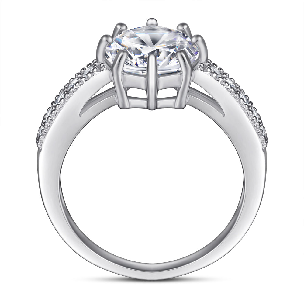 925 Sterling Silver 6 Prong Round Cz Ladies Solitaire Ring