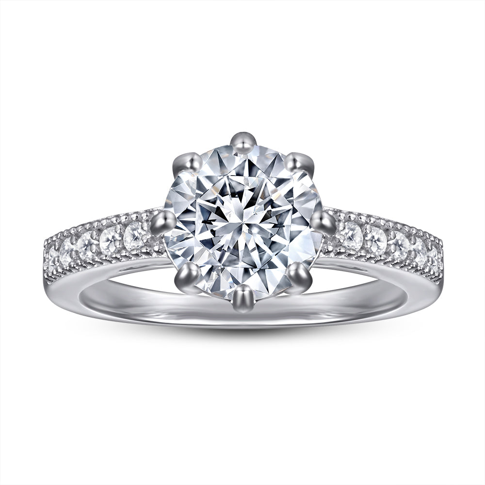 925 Sterling Silver 6 Prong Round Cz Ladies Solitaire Ring