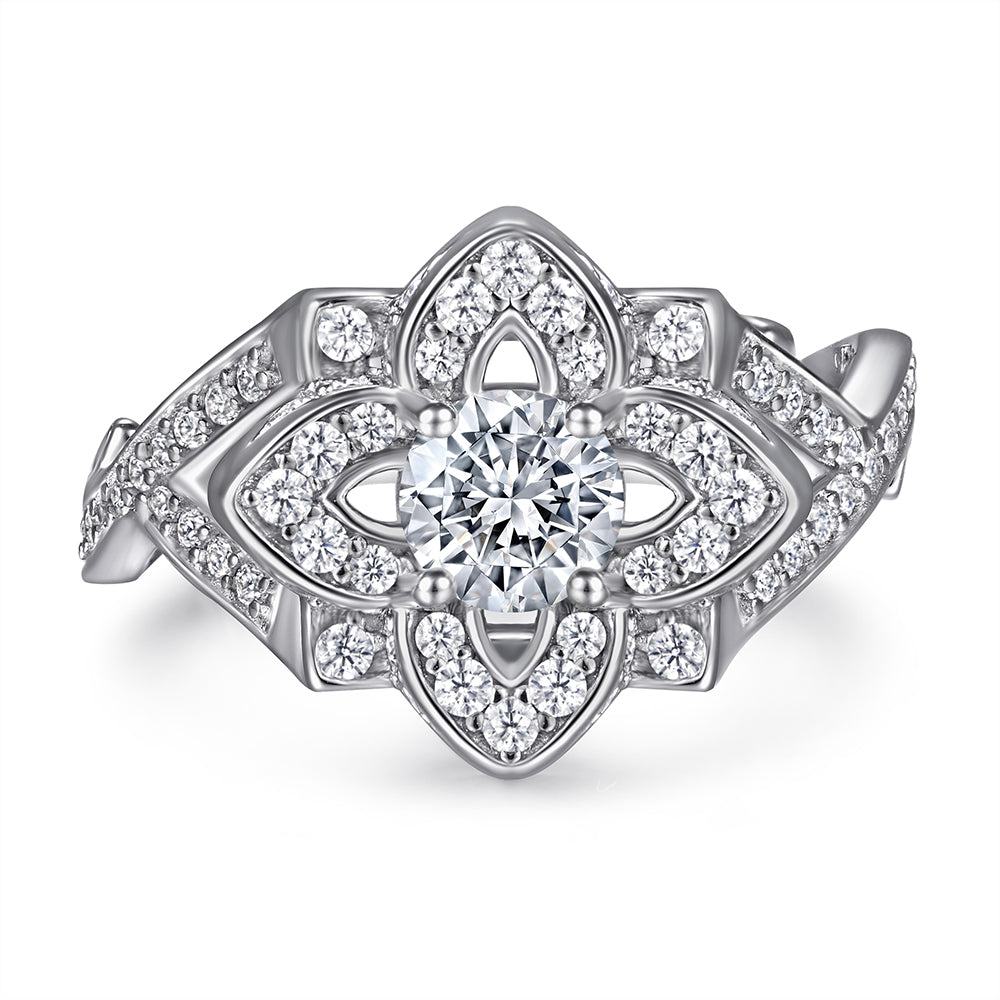 925 Sterling Silver Fancy Vintage Cz Ladies Ring