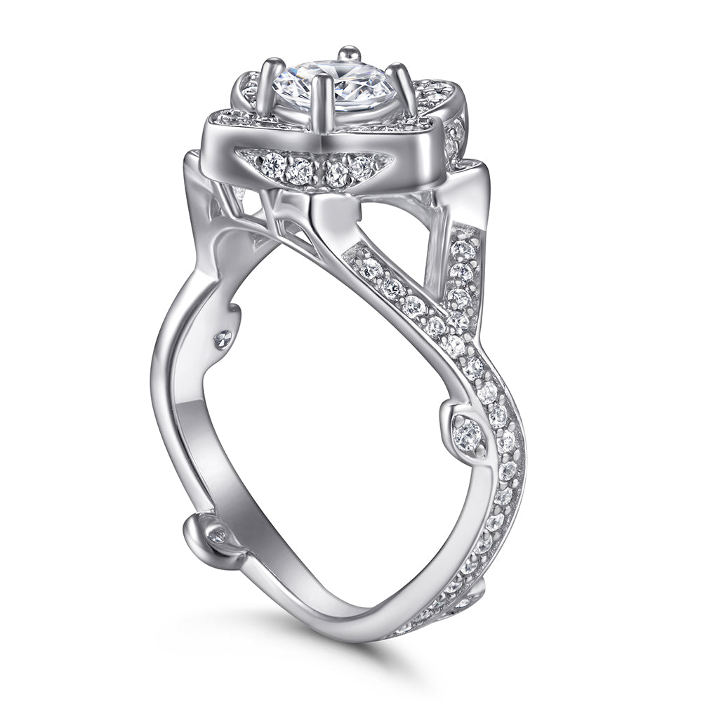 925 Sterling Silver Fancy Vintage Cz Ladies Ring