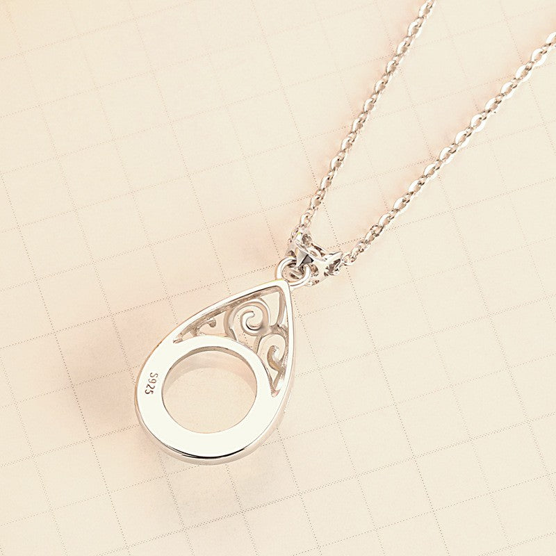 925 Sterling Silver Fancy Design Drop Pendant with Chain