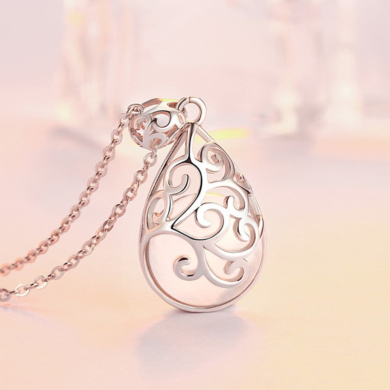925 Sterling Silver Fancy Design Drop Pendant with Chain