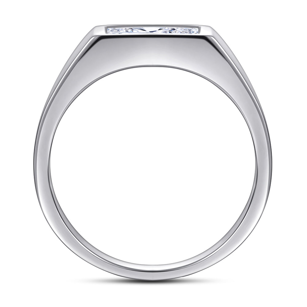 925 Sterling Silver Rectangle Cz Gents Ring