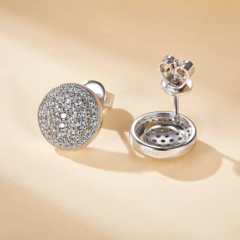 925 Sterling Silver Cz Round Cluster Ladies Stud Earrings