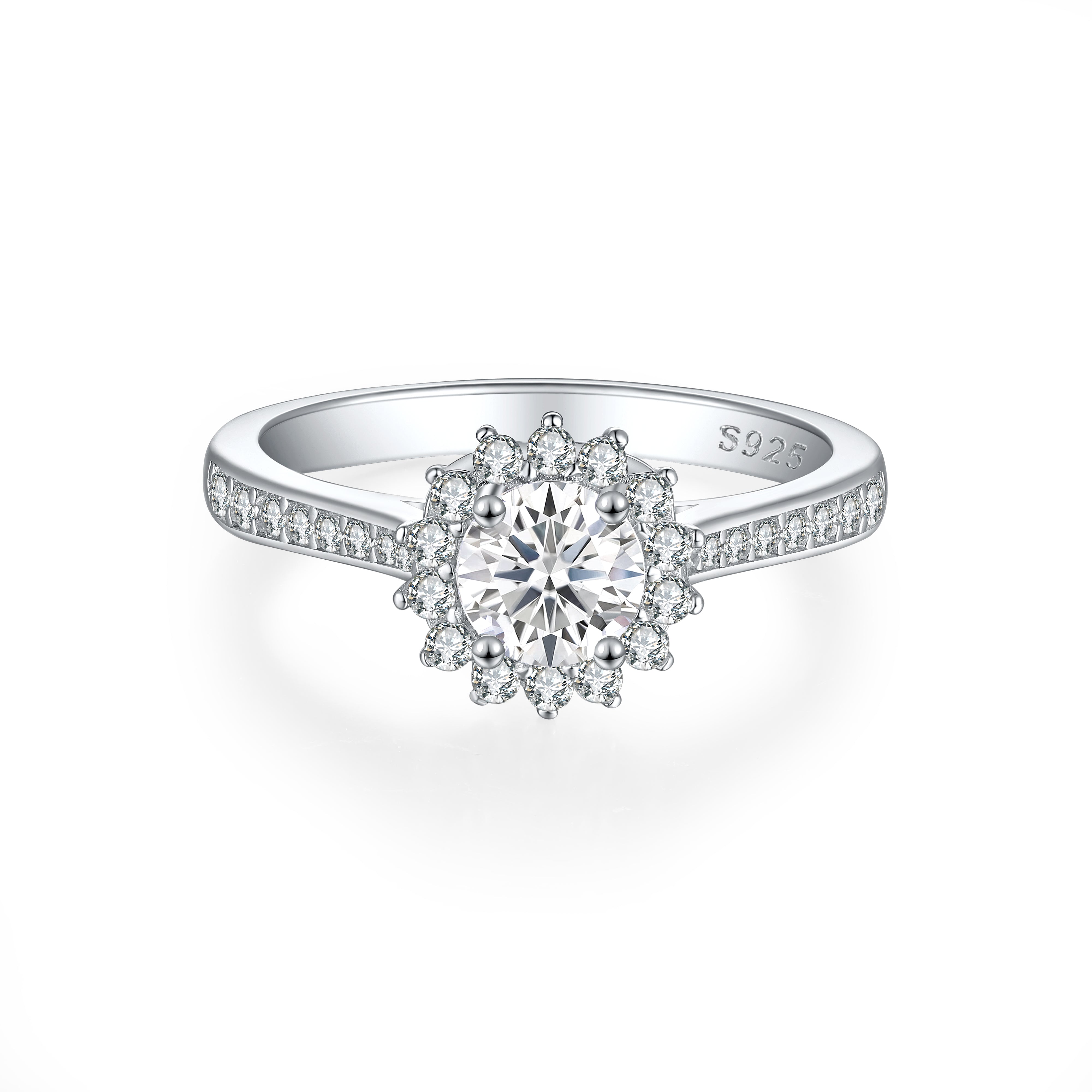 925 Sterling Silver Cz Flower Cluster Ladies Ring