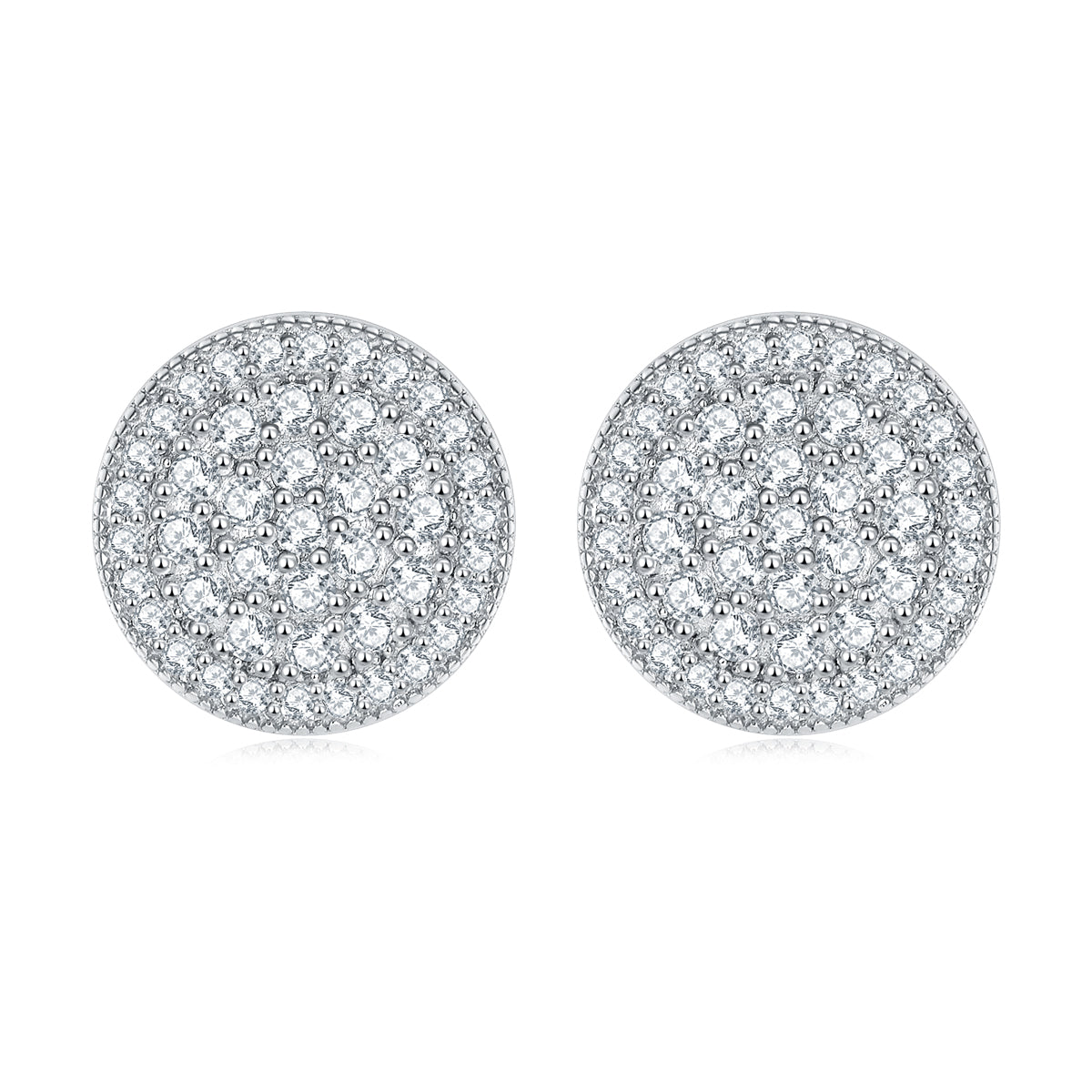 925 Sterling Silver Cz Round Cluster Ladies Stud Earrings