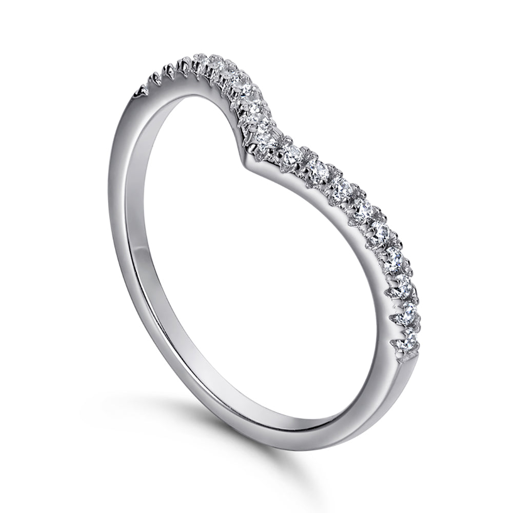925 Sterling Silver Cz Wishbone Half Eternity Ladies Ring