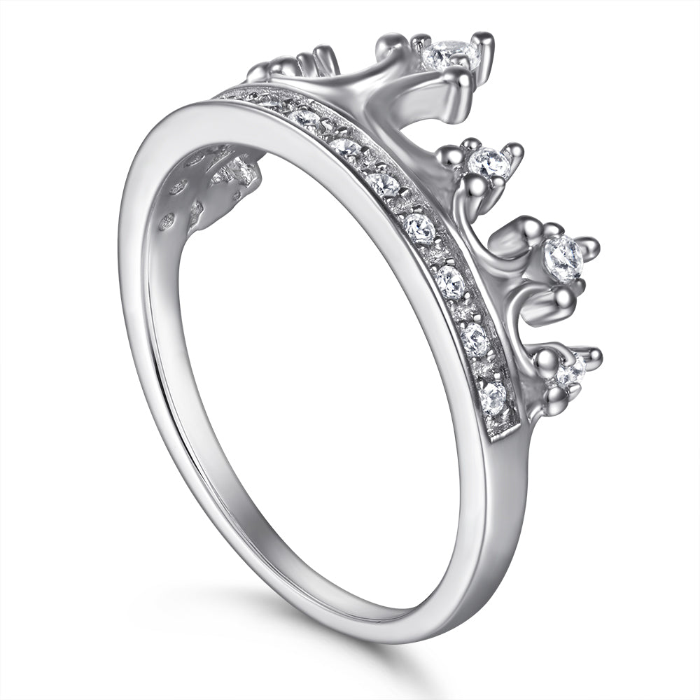 925 Sterling Silver Cz Crown Ladies Ring