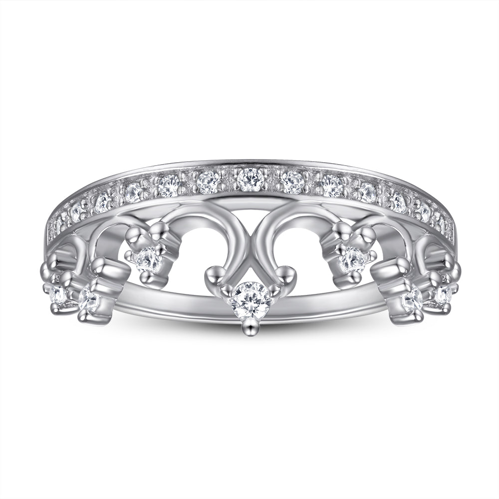 925 Sterling Silver Cz Crown Ladies Ring
