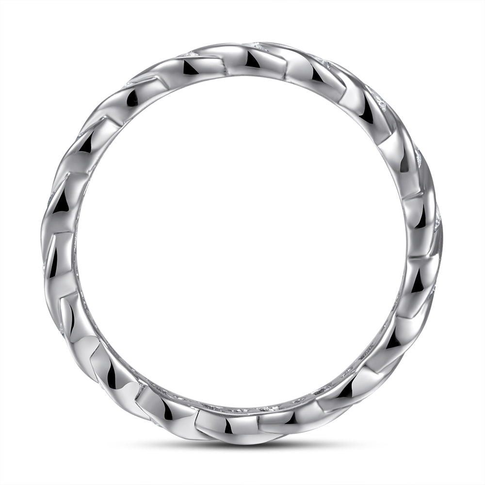 925 Sterling Silver Intertwined Cz Ladies Full Eternity Ring