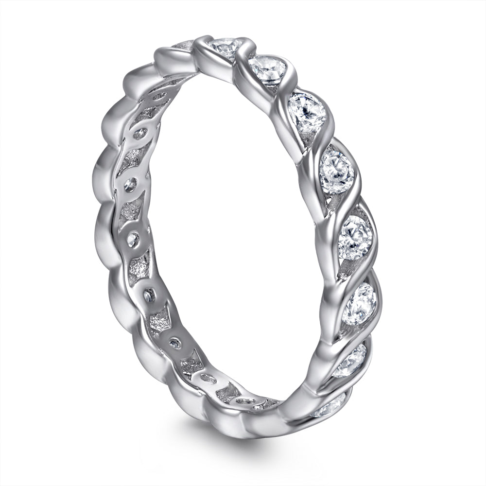 925 Sterling Silver Intertwined Cz Ladies Full Eternity Ring