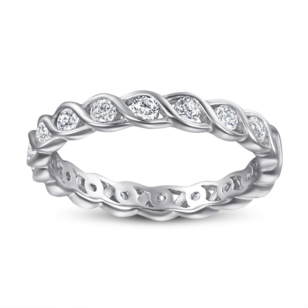 925 Sterling Silver Intertwined Cz Ladies Full Eternity Ring