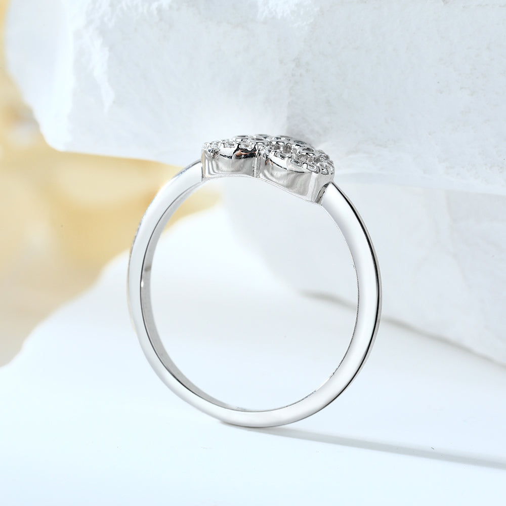 925 Sterling Silver Heart with Floating Cz's Ladies Ring