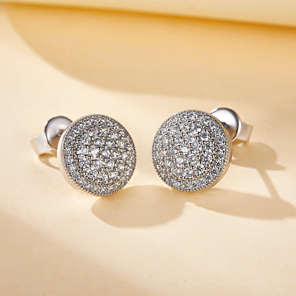 925 Sterling Silver Cz Round Cluster Ladies Stud Earrings