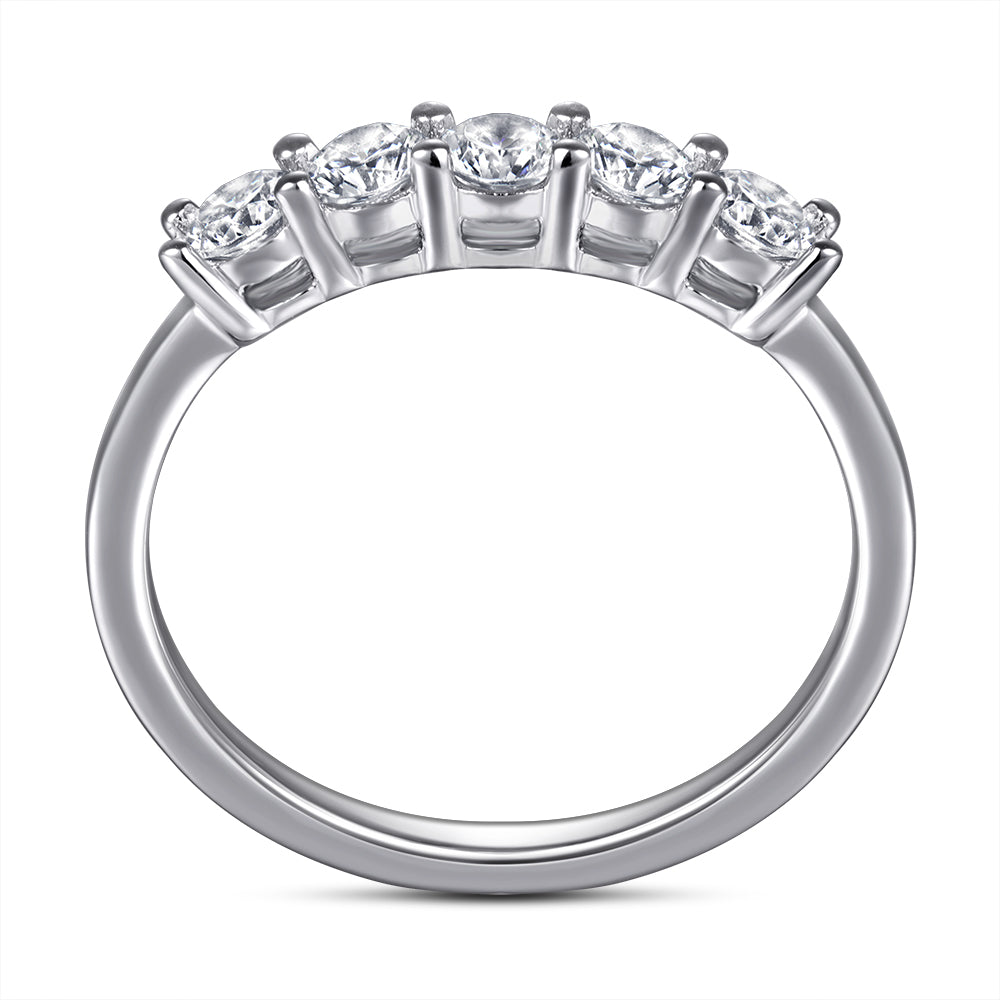 925 Sterling Silver 5 Stone Cz Ladies Eternity Ring