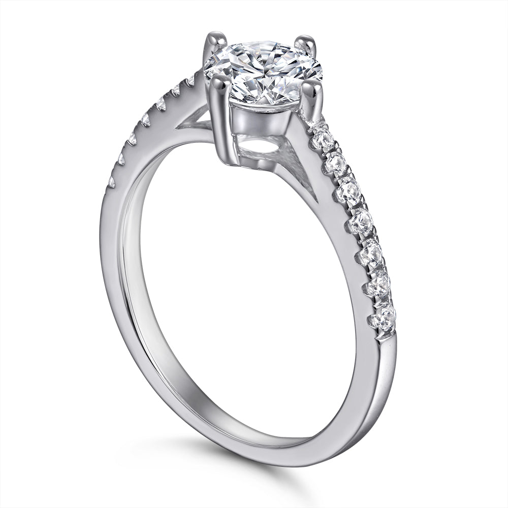925 Sterling Silver 6mm Round Cz Solitaire Ladies Ring
