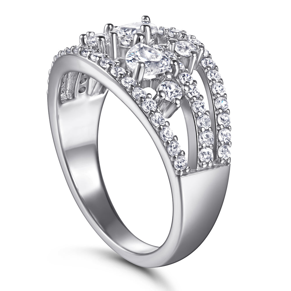 925 Sterling Silver Cz Fancy Half Eternity Ladies Ring