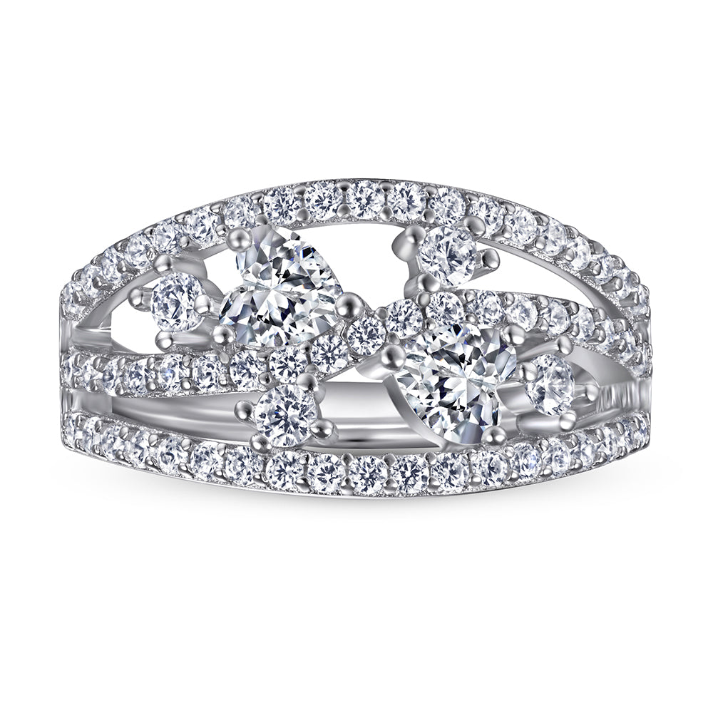 925 Sterling Silver Cz Fancy Half Eternity Ladies Ring
