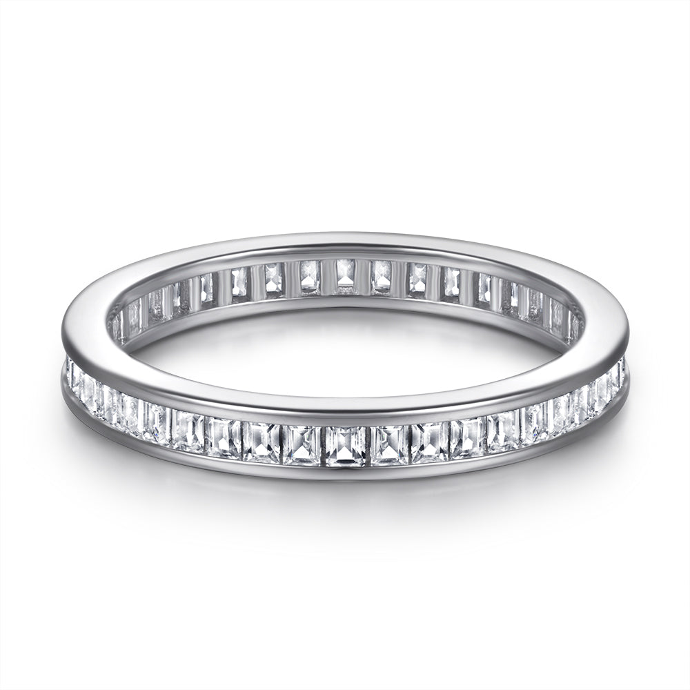 925 Sterling Silver Princess Cut Cz Ladies Full Eternity Ring