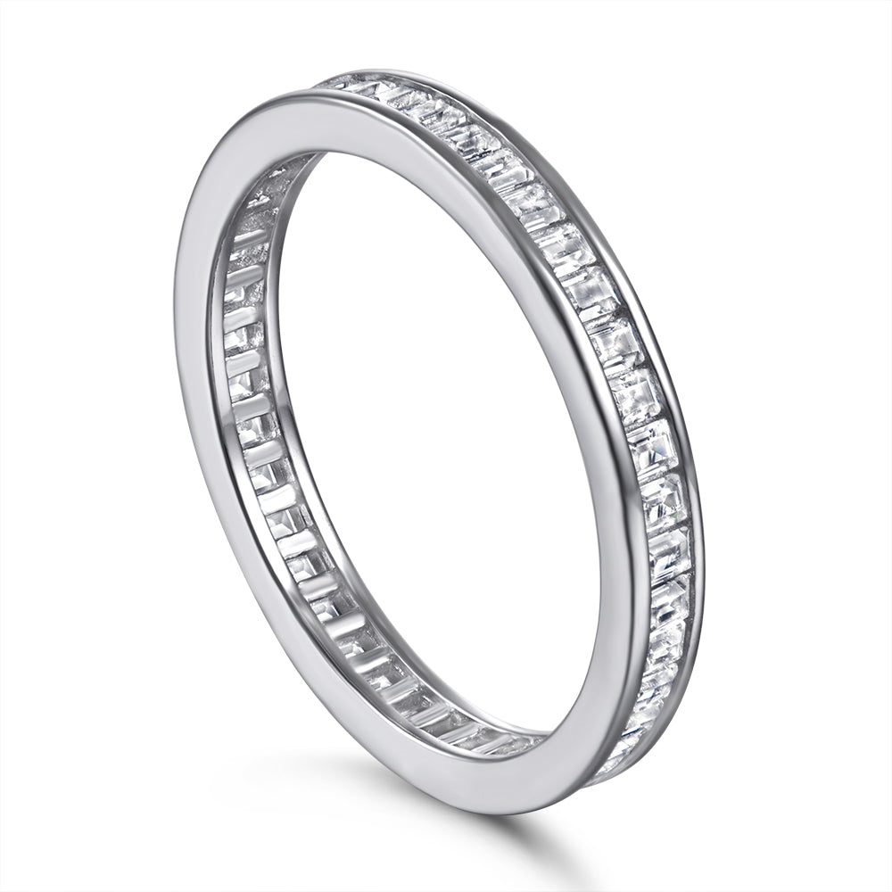 925 Sterling Silver Princess Cut Cz Ladies Full Eternity Ring