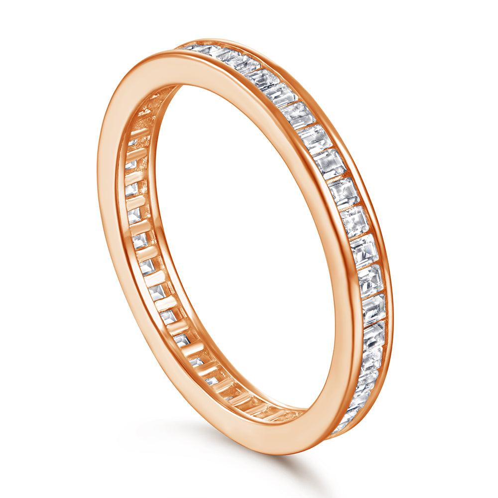 925 Sterling Silver Rose Gold Princess Cut Cz Ladies Full Eternity Ring