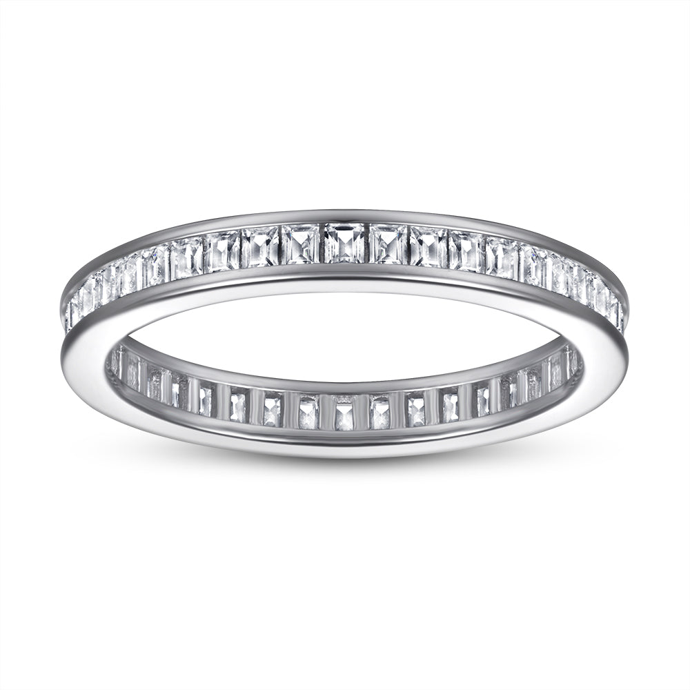 925 Sterling Silver Princess Cut Cz Ladies Full Eternity Ring