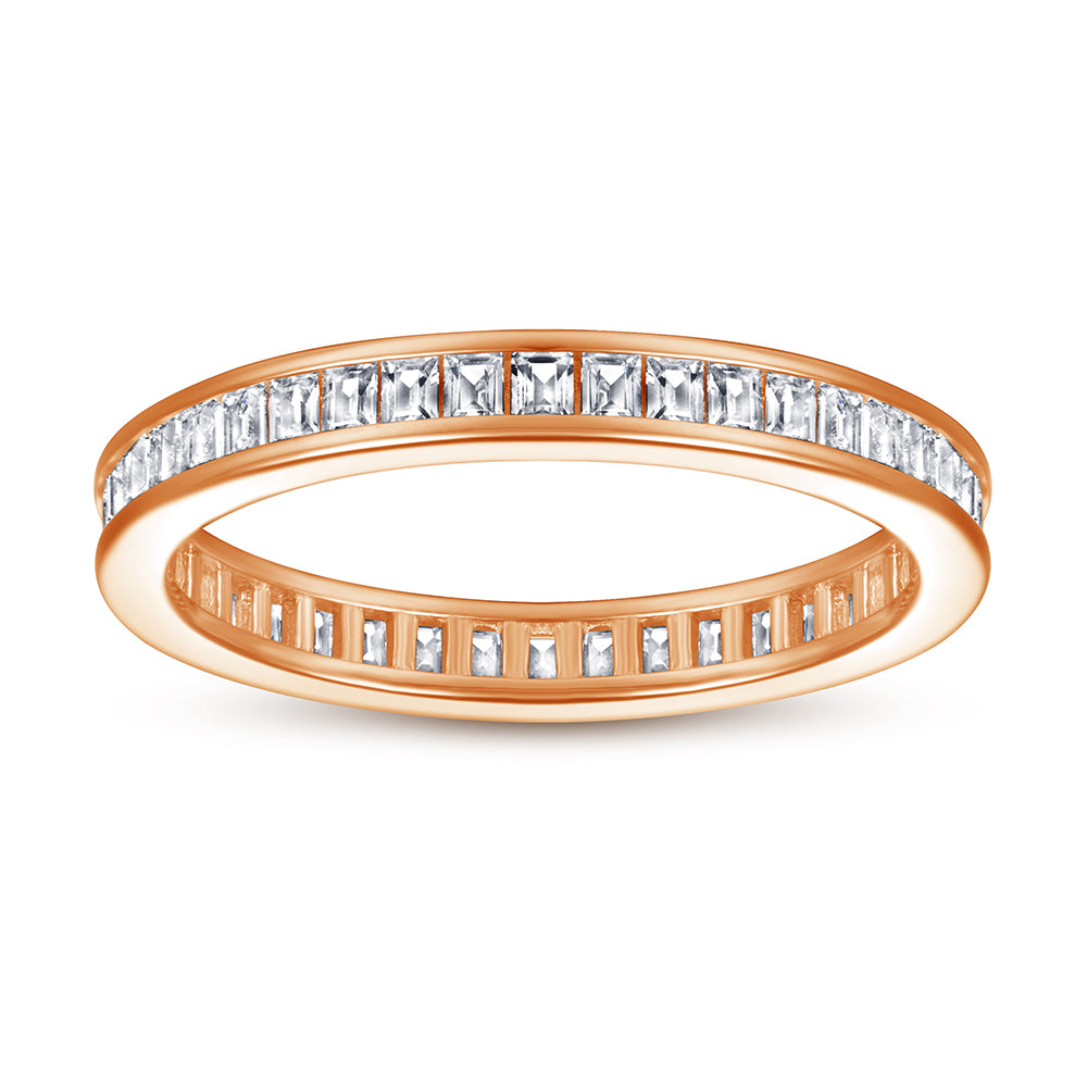 925 Sterling Silver Rose Gold Princess Cut Cz Ladies Full Eternity Ring