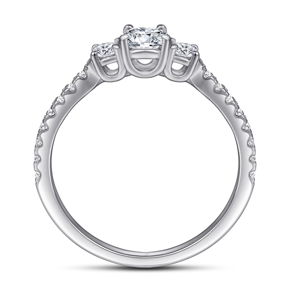 925 Sterling Silver Round Cut Cz Ladies Trilogy Ring