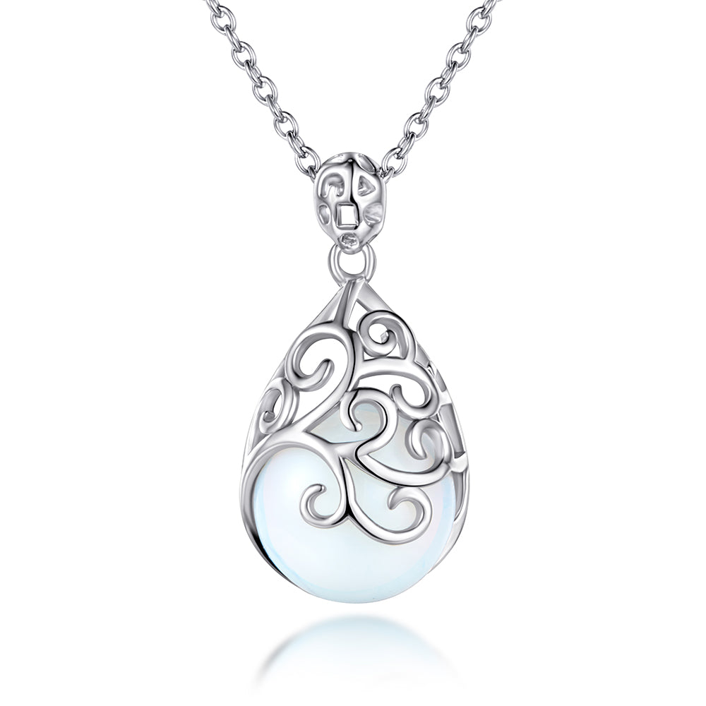 925 Sterling Silver Fancy Design Drop Pendant with Chain
