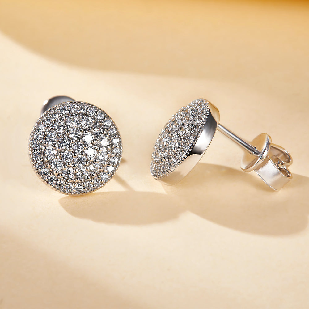 925 Sterling Silver Cz Round Cluster Ladies Stud Earrings