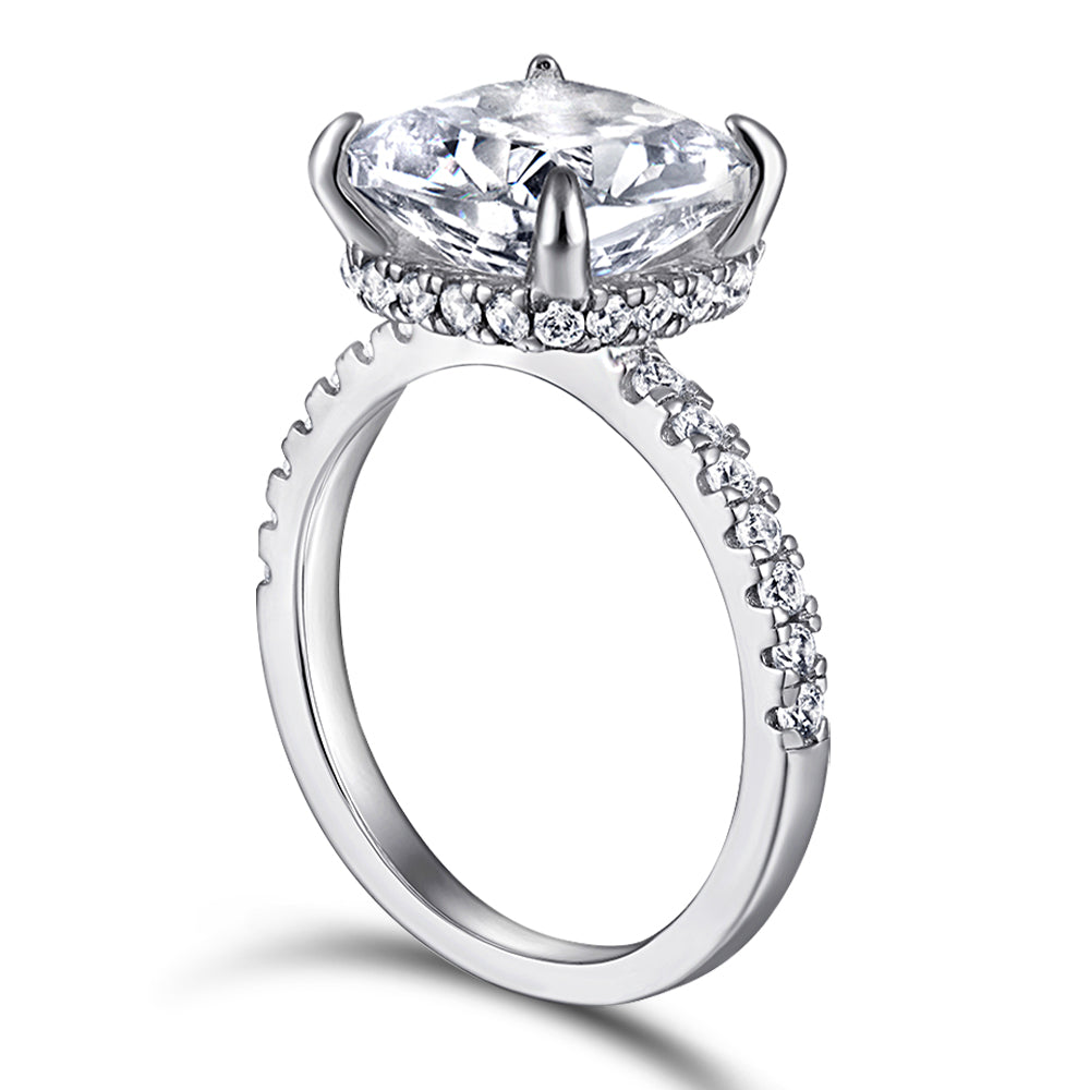 925 Sterling Silver 5ct Emerald Cut Cz Ladies Ring