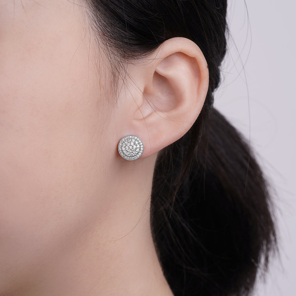 925 Sterling Silver Cz Round Cluster Ladies Stud Earrings