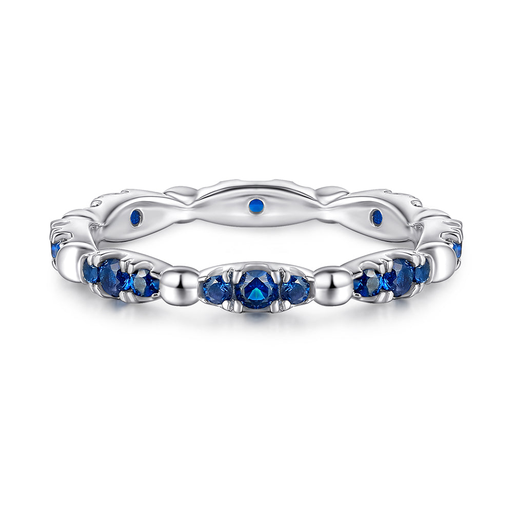 925 Sterling Silver Blue Sapphire Cz Fancy Ladies Full Eternity Ring
