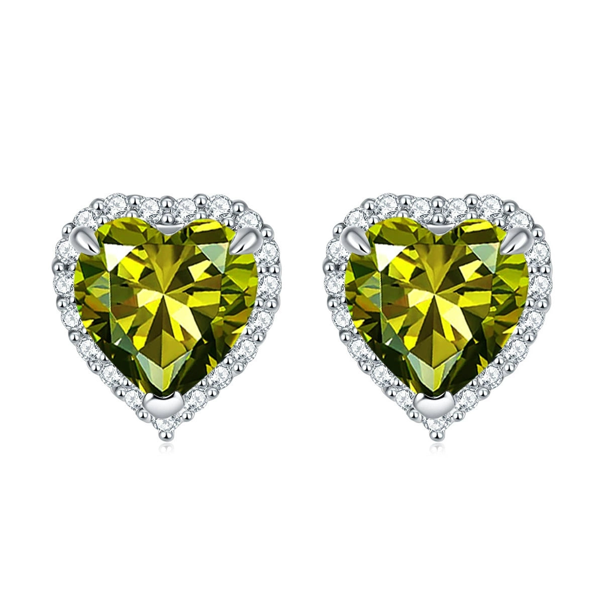 925 Sterling Silver Cz Heart Halo Ladies Stud Earrings