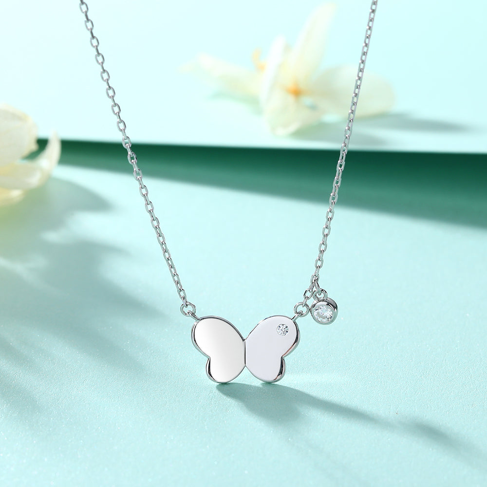 925 Sterling Silver Cz Butterfly Necklace