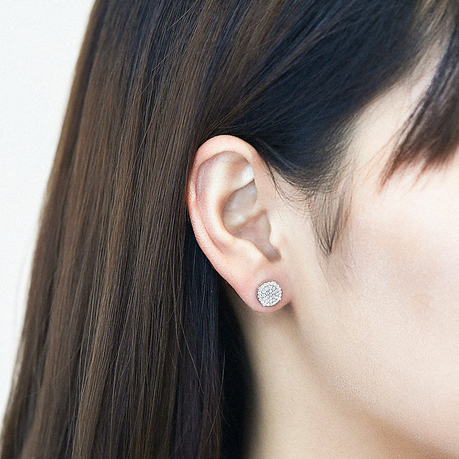 925 Sterling Silver Cz Cluster Ladies Stud Earrings