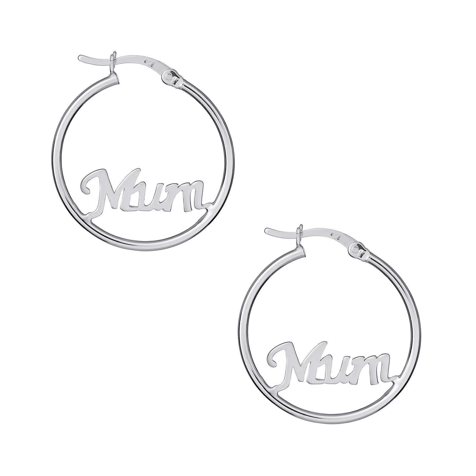 925 Sterling Silver Mum Hoop Earrings