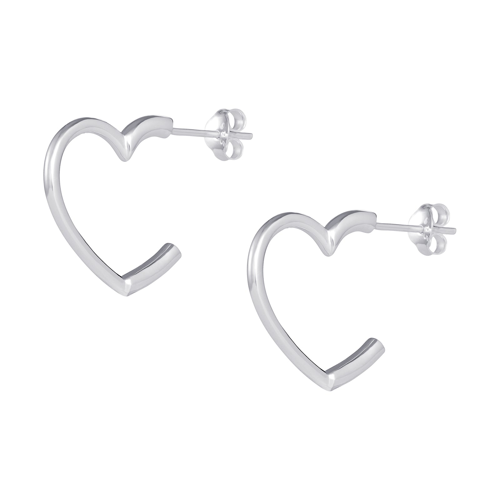 925 Sterling Silver Heart Shape Hoop Earrings