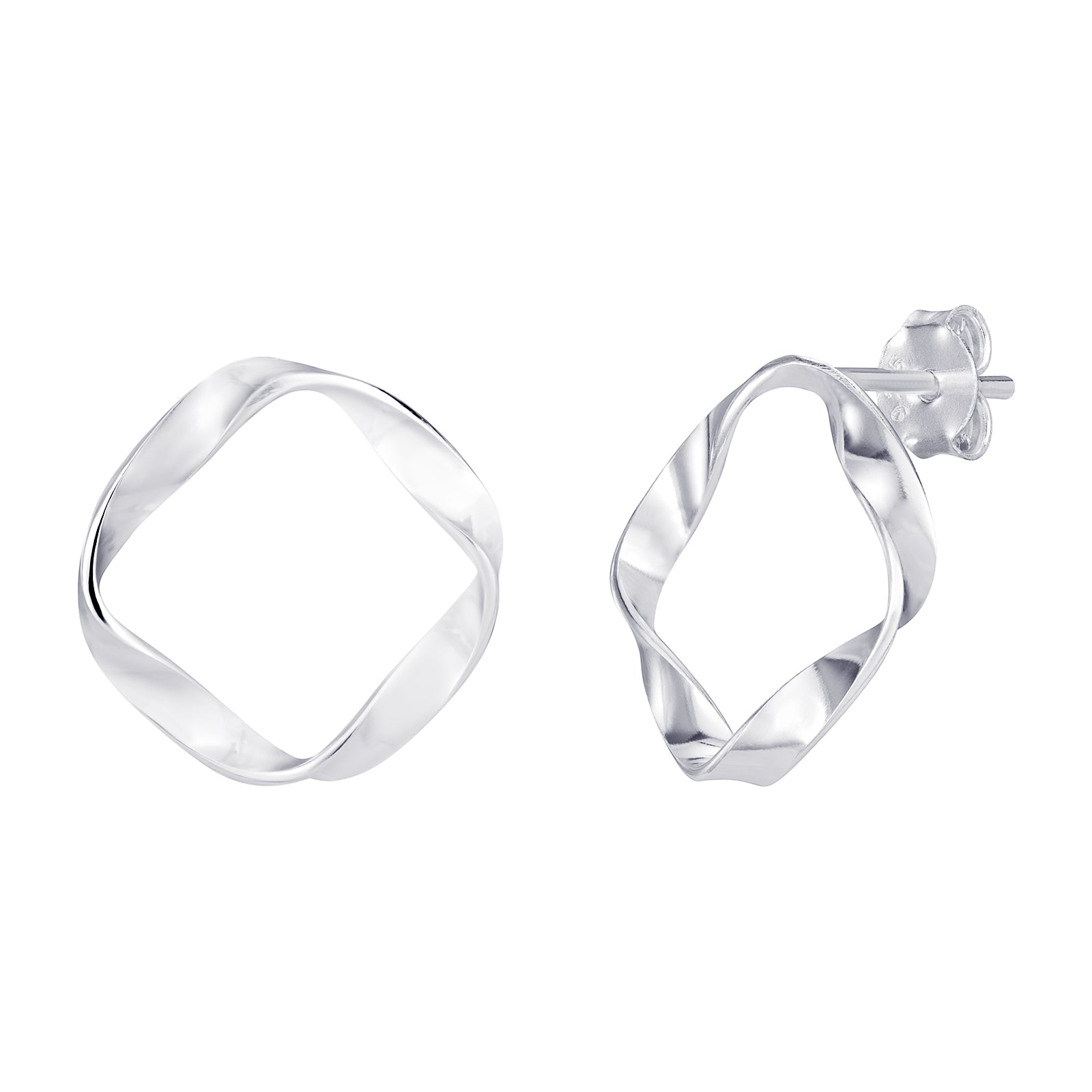 925 Sterling Silver Fancy Twist Hoop Earrings