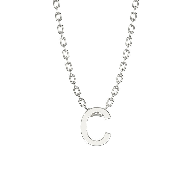 925 Sterling Silver Initial Necklace with 18" Chain
