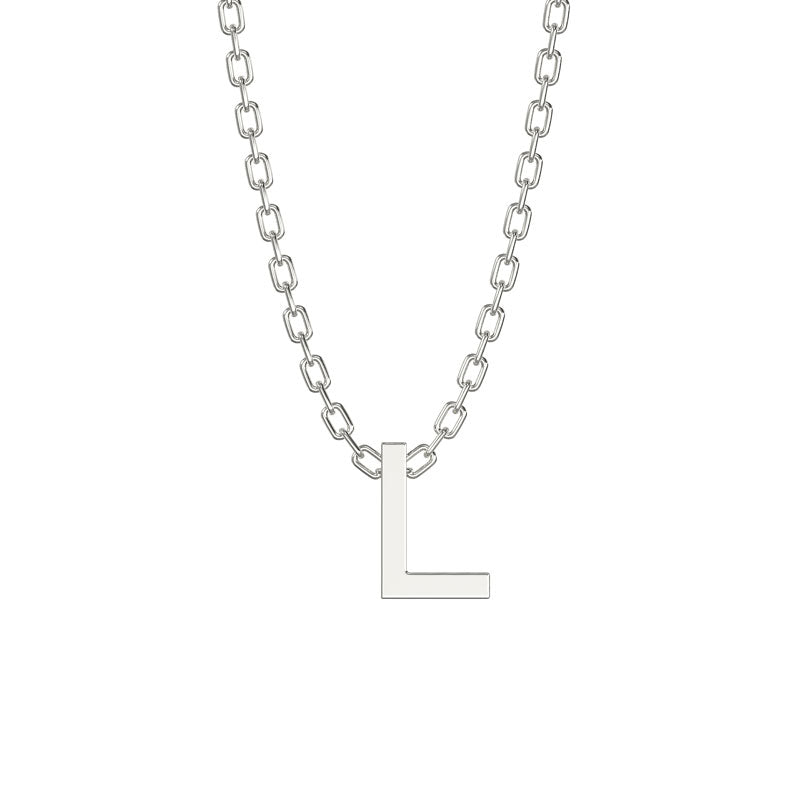 925 Sterling Silver Initial Necklace with 18" Chain