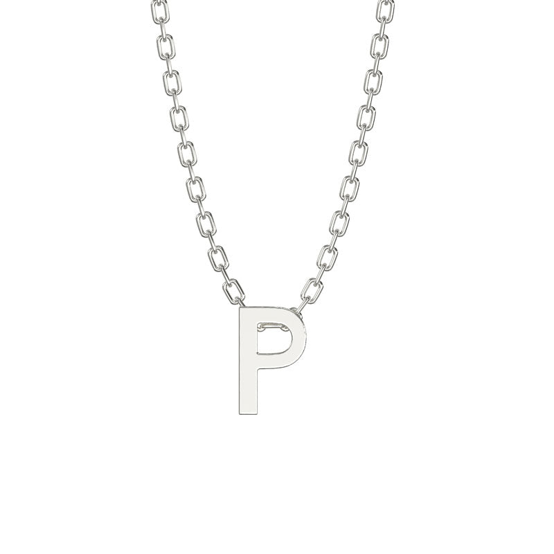 925 Sterling Silver Initial Necklace with 18" Chain