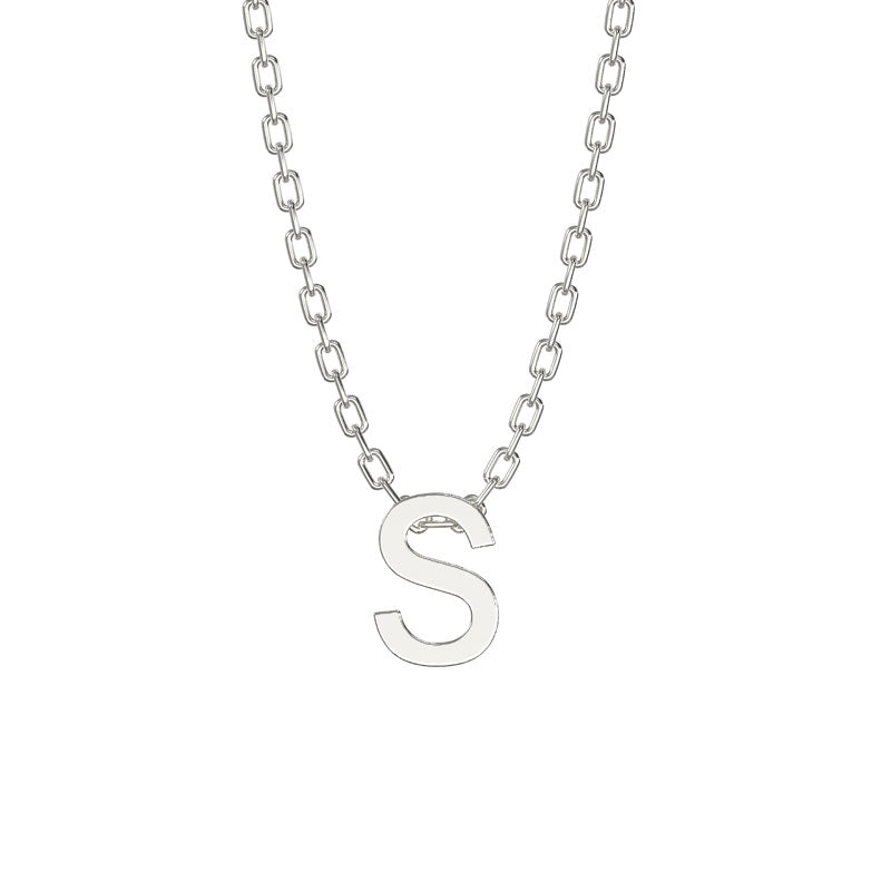 925 Sterling Silver Initial Necklace with 18" Chain